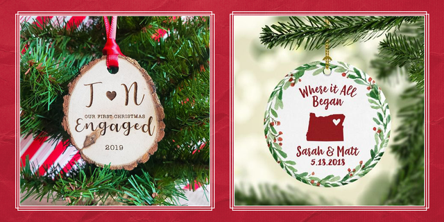 personalized christmas ornaments for engagements